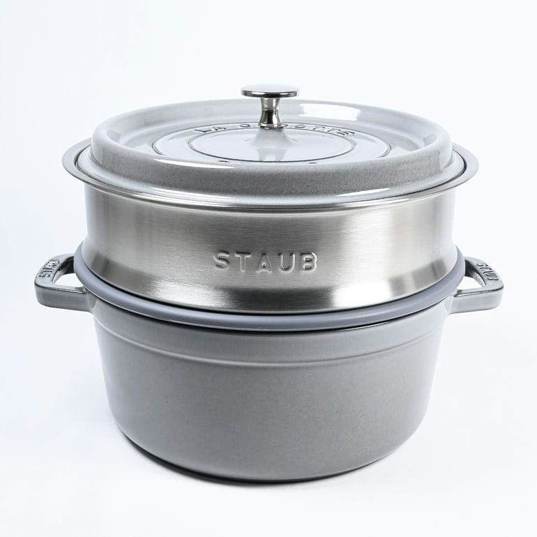 ストウブ staub ピコ ココット 24cm スチーマーセット ラウンド 鋳物 ホーロー 鍋 蒸し器 グレー 3.7L 13242418 1010559 40508-819-0 洋食器 【スペシャルラッピング大B対応(別売り)】