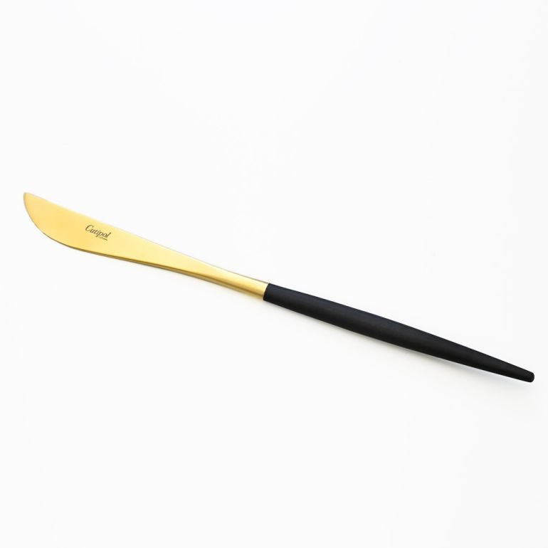 クチポール Cutipol GOA ゴア ブラック×ゴールド ディナーナイフ テーブルナイフ 22cm GO.03 GB 名入れ可有料 洋食器