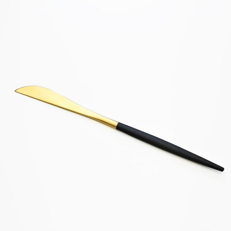 クチポール Cutipol GOA ゴア ブラック×ゴールド ディナーナイフ テーブルナイフ 22cm GO.03 GB 名入れ可有料 洋食器