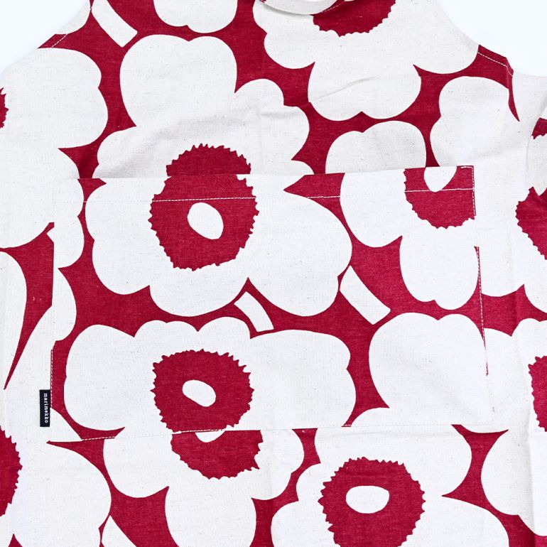 マリメッコ marimekko エプロン Pieni Unikko アプリコットボルドー×オフホワイト 070915 835  名入れ  刺しゅう可有料 北欧雑貨 北欧デザイン 【スペシャルラッピング660円(別売り)】