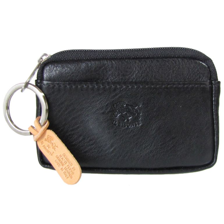 イルビゾンテ IL BISONTE コインケース カウハイドレザー ファスナー 小銭入れ ブラック シルバー C0747 P 153N【スペシャルラッピング660円(別売り)】