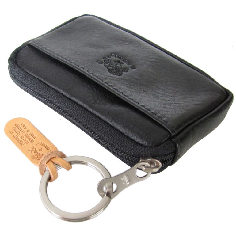 イルビゾンテ IL BISONTE コインケース カウハイドレザー ファスナー 小銭入れ ブラック シルバー C0747 P 153N【スペシャルラッピング660円(別売り)】