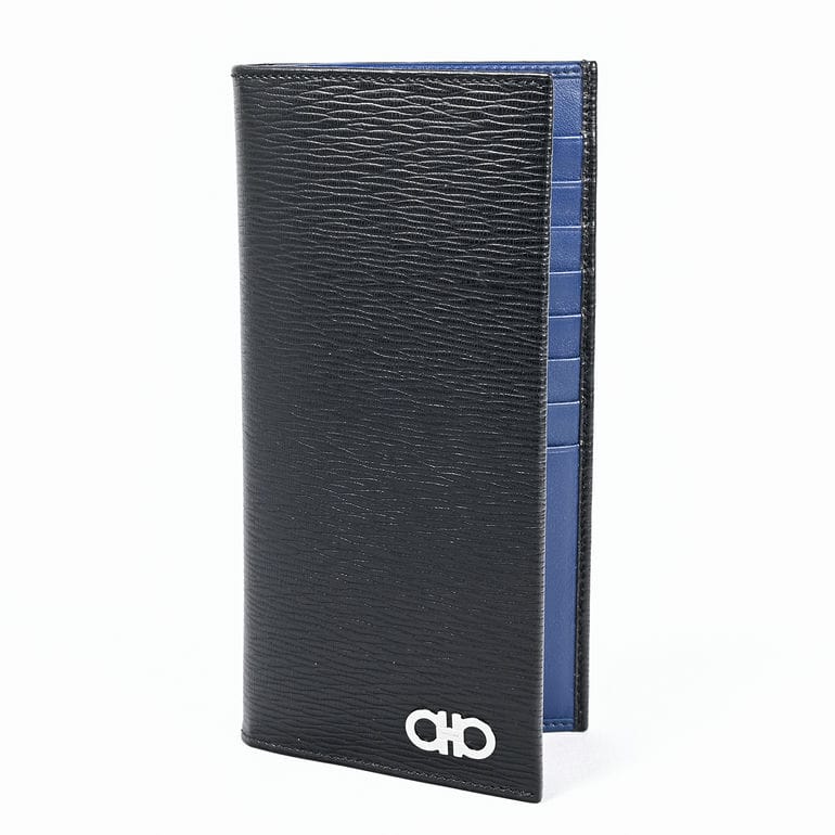 フェラガモ Salvatore Ferragamo サルヴァトーレフェラガモ 長財布 メンズ ブラック×ブルー 686019 66A069 008 箔押し名入れ可有料 【スペシャルラッピング660円(別売り)】