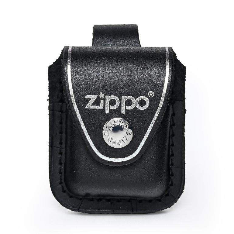 ジッポケース 専用ケース 革ポーチ ボタン留め ZIPPO純正 アクセサリ ブラック LPLBK 67014 名入れ可有料 箔押し