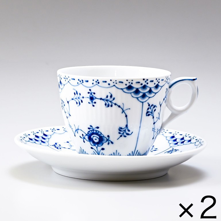 2個セット ロイヤルコペンハーゲン ブルーフルーテッド ハーフレース コーヒーカップ & ソーサー 170ml 1102071 1017205 北欧食器 洋食器 ROYAL COPENHAGEN カップアンドソーサー 【スペシャルラッピング660円(別売り)】