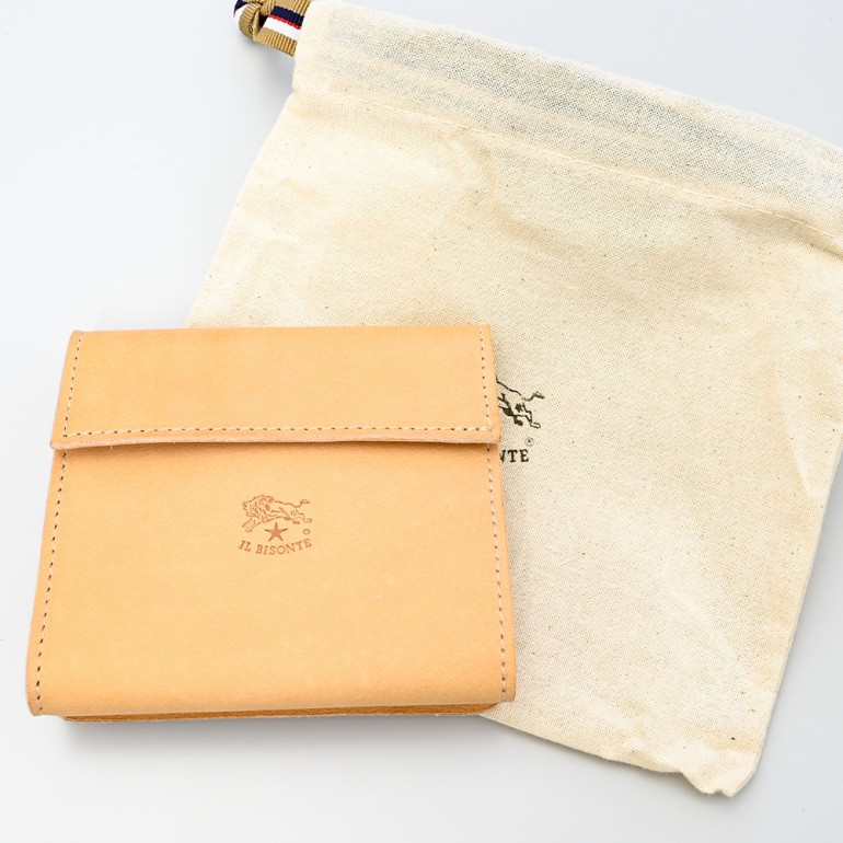 美品【イルビゾンテ】折り財布,メンズ,レディース◆IL BISONTE IL BISONTE イルビゾンテ 財布 2つ折りガマ口ウォレットスモール