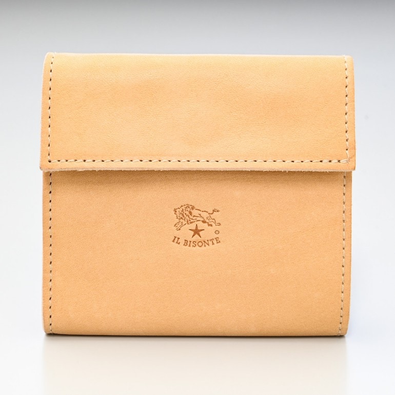 【定番&極美品】IL BISONTE 折り財布 ヌメ ナチュラル☆ イルビゾンテ IL BISONTE 財布 三つ折り財布 メンズ レディース