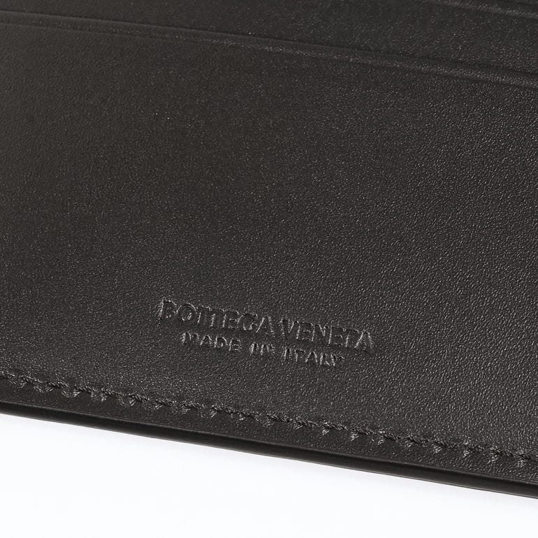 【美品】ボッテガヴェネタ 2つ折り財布 イントレチャート 黒 レザー ブラウン ボッテガヴェネタ BOTTEGA VENETA 二つ折り財布 小銭入れ付き