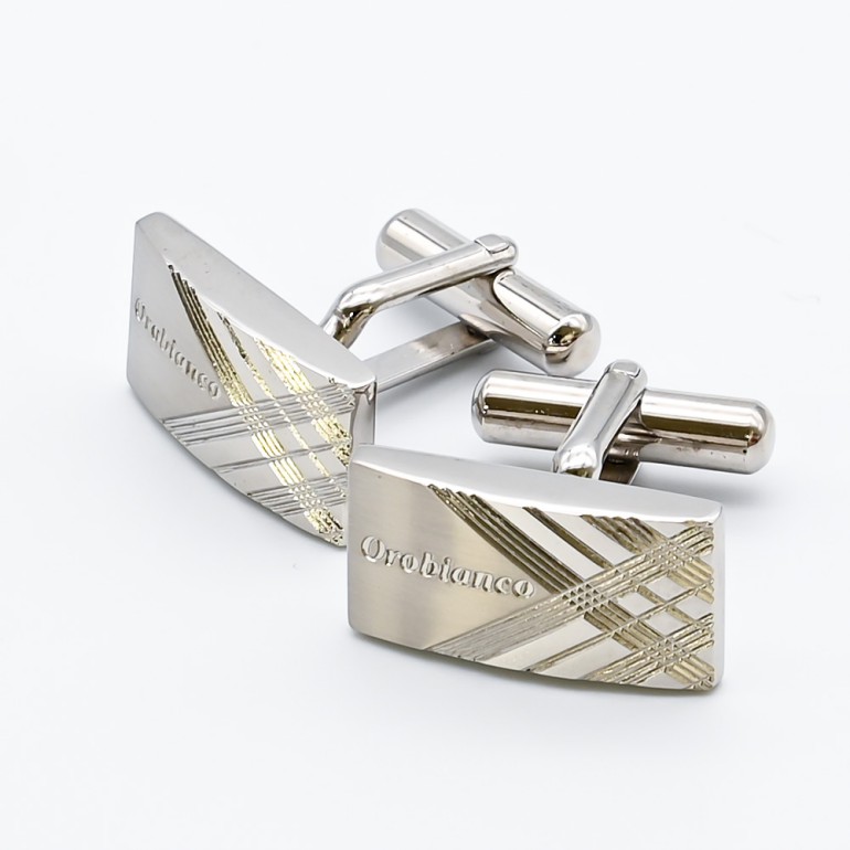 名入れ無料 オロビアンコ カフス メンズ カフリンクス カフスボタン スクエア シルバー ORC153 6812005