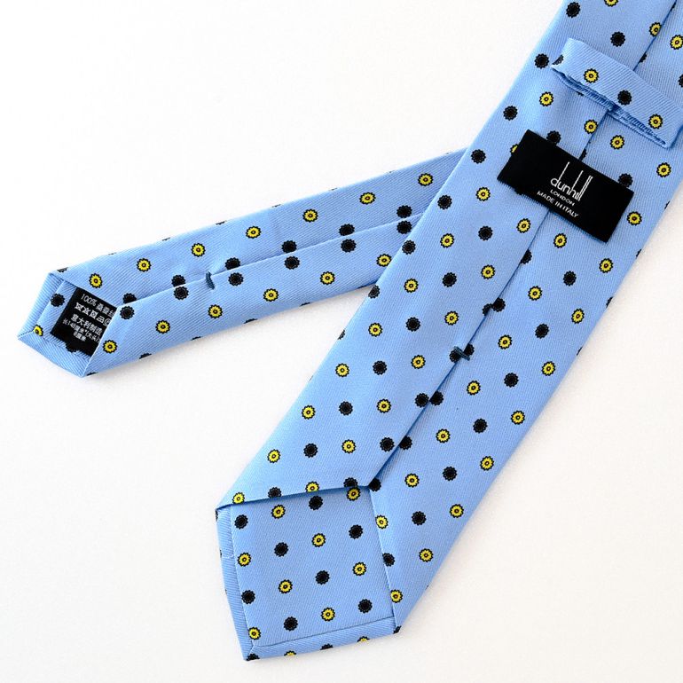 ダンヒル dunhill ネクタイ メンズ スカイブルー 大剣幅8cm シルク100% 22RPTP1CR441R MADE IN ITALY 刺しゅう名入れ対応<br>【スペシャルラッピング660円(別売り)】