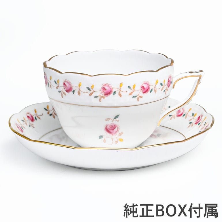 純正ボックス付き ヘレンド HEREND ティーカップ&ソーサー 200ml 薔薇の花飾り ローズガーランド 手描き 兼用カップ(ティー・コーヒー)730000 RGS 007300-00-RGS 洋食器 キッチン 陶器 食卓 カップアンドソーサー 【スペシャルラッピング660円(別売り)】