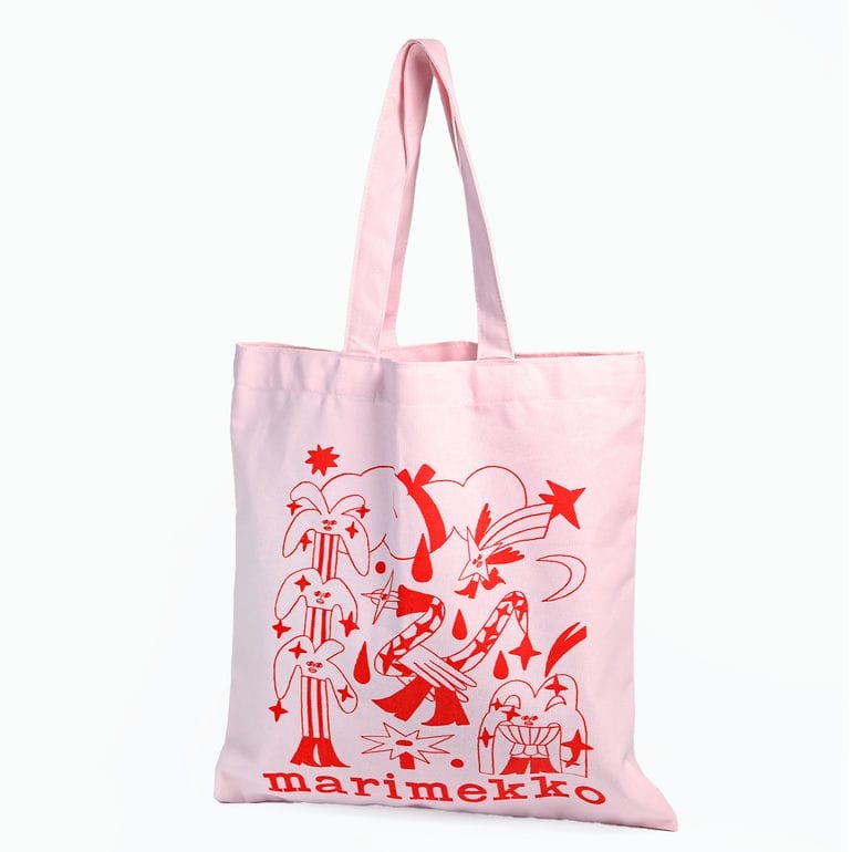 【刺しゅう名入れ可有料】マリメッコ marimekko トートバッグ Aureate Glow Vankka ファブリックバッグ レディース レッド ピンク 94058 094058 330 北欧雑貨 北欧デザイン ネコポス限定 送料無料