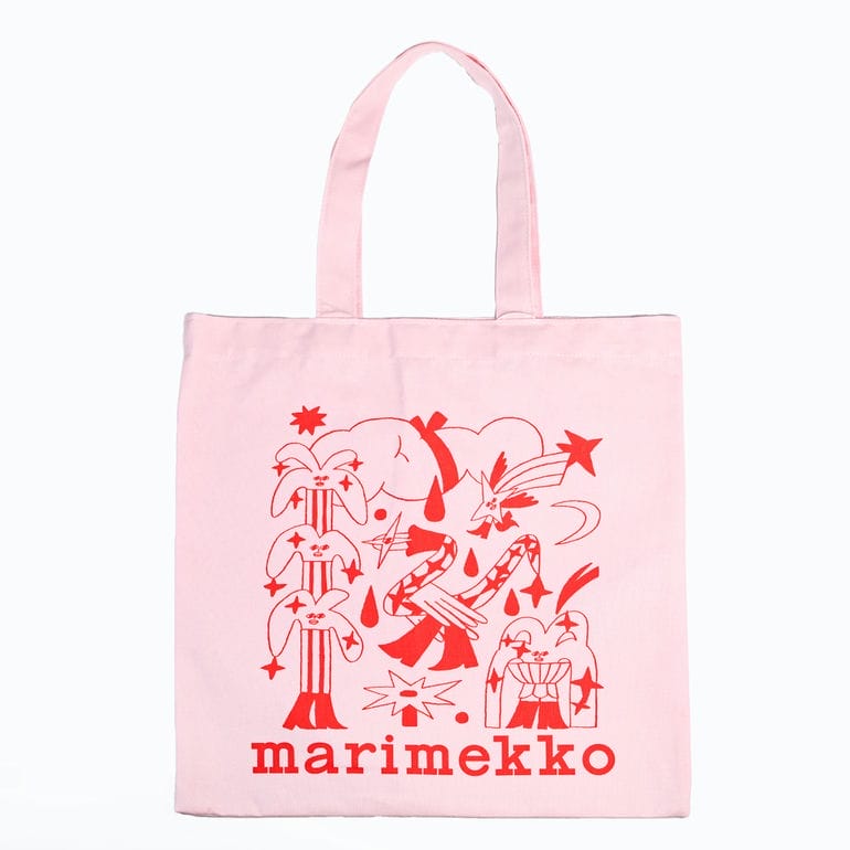 【刺しゅう名入れ可有料】マリメッコ marimekko トートバッグ Aureate Glow Vankka ファブリックバッグ レディース レッド ピンク 94058 094058 330 北欧雑貨 北欧デザイン ネコポス限定 送料無料