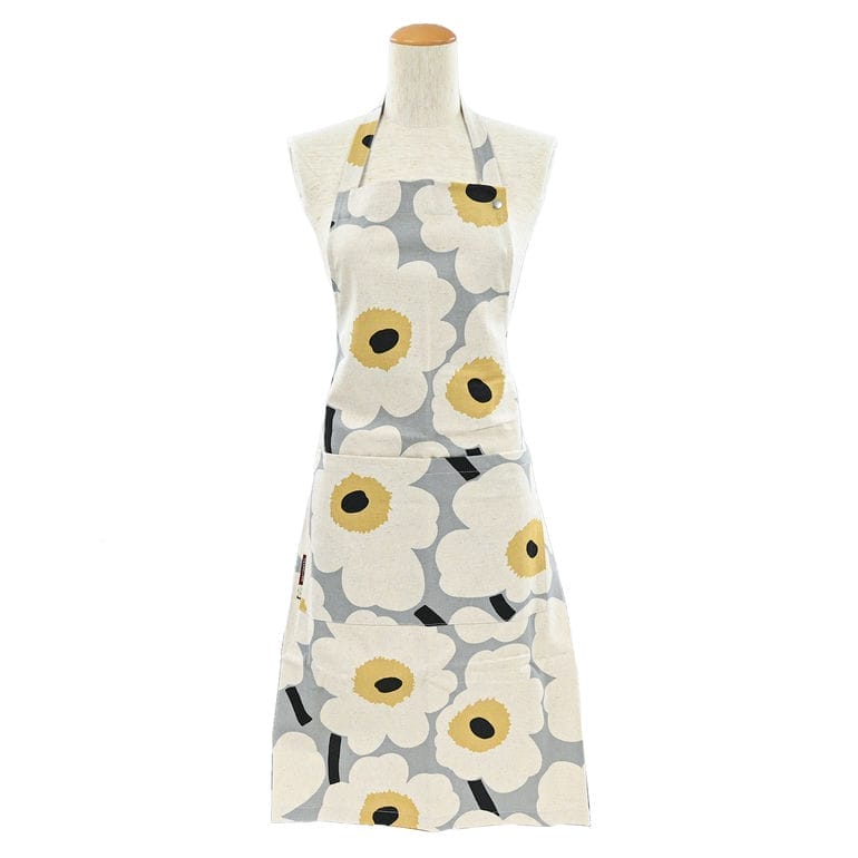 マリメッコ marimekko エプロン&ティータオル キッチンセット キッチンタオル 60周年記念 3点セット 純正箱付き ウニッコ グレー 73431 073431 922 北欧雑貨 北欧デザイン 【スペシャルラッピング660円(別売り)】