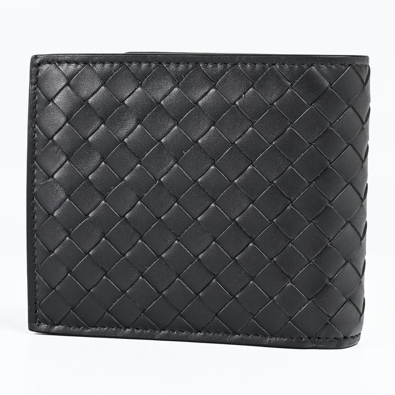 ボッテガヴェネタ 二つ折り財布 イントレチャート ブラック 黒 本革 ボッテガヴェネタ BOTTEGA VENETA 二つ折り財布 小銭入れ付き