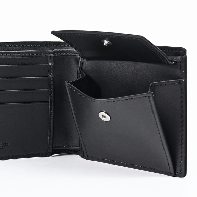 ボッテガヴェネタ BOTTEGA VENETA 二つ折り財布 小銭入れ付き イントレチャート ウォレット メンズ ブラック 193642 V47W1 8803 Made in ITALY レザー<br>【スペシャルラッピング660円(別売り)】