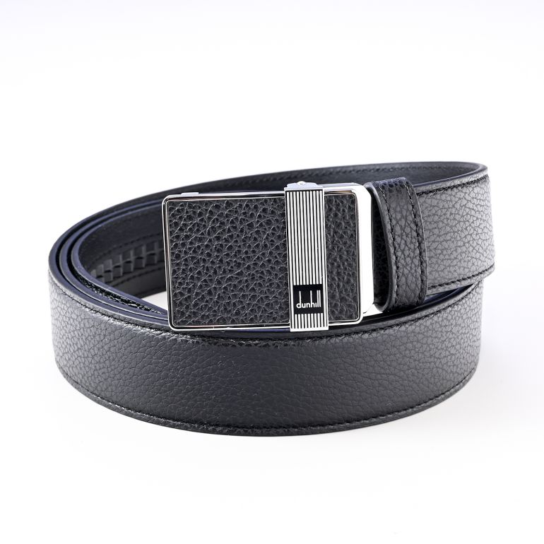 ダンヒル ベルト メンズ dunhill 幅3.5cm オートマティック オートロック式 幅3.5cm ロングテール ブラック×シルバー 23R4A11GB001 名入れ可有料 工賃別売り <br>【スペシャルラッピング660円(別売り)】