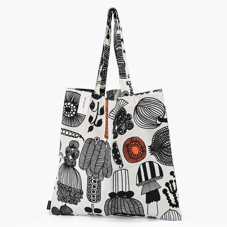 【刺しゅう名入れ可有料】マリメッコ marimekko トートバッグ プータルフリン パルハート ファブリック レディース ブラック オレンジ 74339 074339 193 北欧 北欧雑貨 北欧デザイン ネコポス限定 送料無料<br>【スペシャルラッピング660円(別売り)】