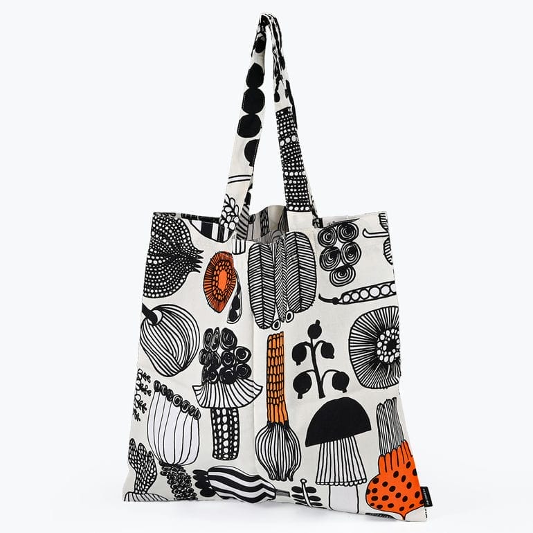 【刺しゅう名入れ可有料】マリメッコ marimekko トートバッグ プータルフリン パルハート ファブリック レディース ブラック オレンジ 74339 074339 193 北欧 北欧雑貨 北欧デザイン ネコポス限定 送料無料<br>【スペシャルラッピング660円(別売り)】