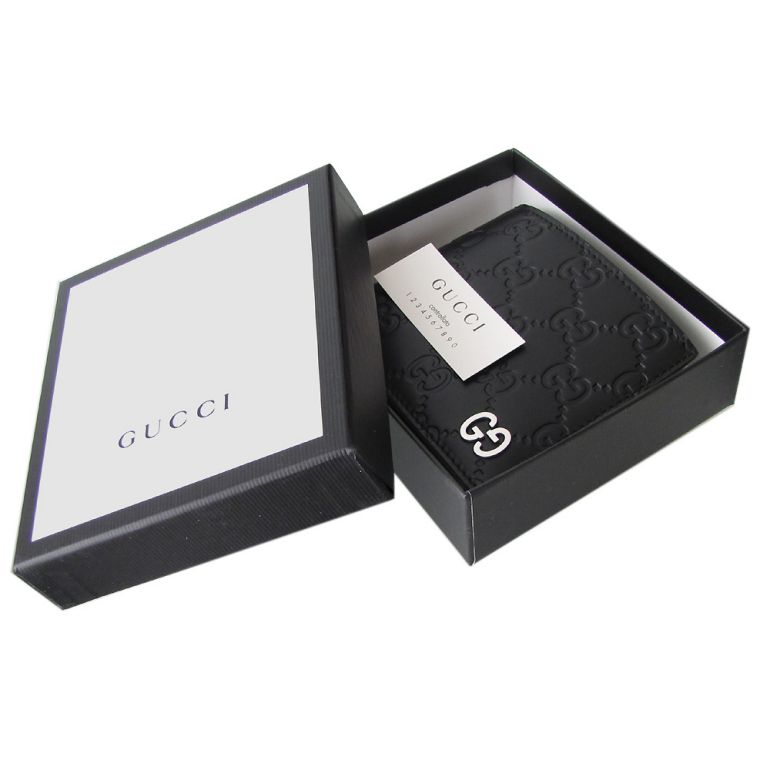 グッチ GUCCI 財布 二つ折り財布 メンズ DOLLAR ダラーカーフ ブラック 473916 CWC1N 1000 【スペシャルラッピングB対応(別売り)】