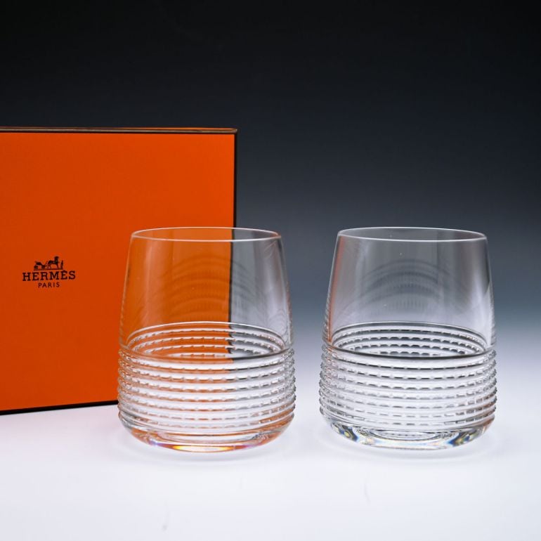 名入れ対応 エルメス HERMES グラス 新品 タンブラー オールドファッション ロックグラス ペア 250ml アンテルヴァル INTERVALLE クリスタル 010252P2 洋食器  【スペシャルラッピング660円(別売り)】