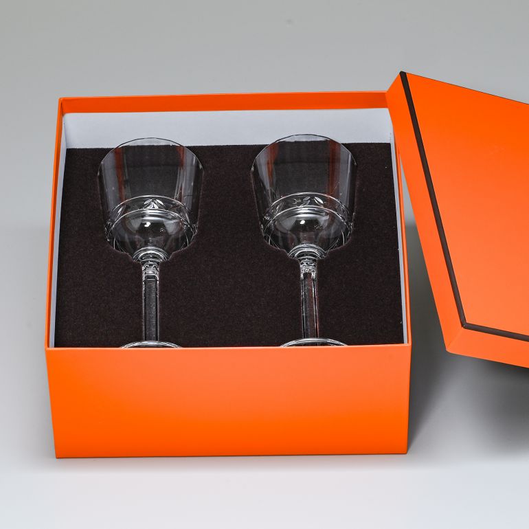 HERMES 希少 フランス サンルイ ティスル ホック ワイン グラス　RED HERMES 希少 フランス サンルイ シスル ホック ワイン グラス RED