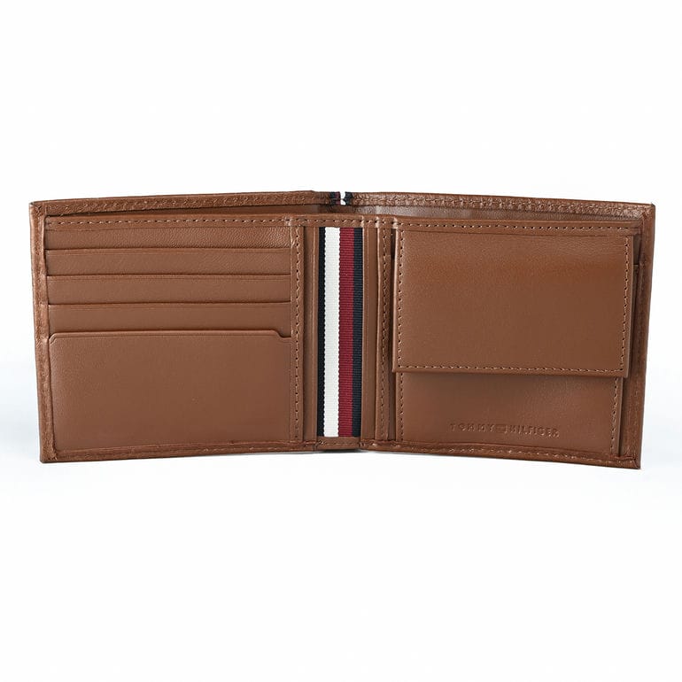 高品質ヨーロッパ輸入モデル トミーヒルフィガー TOMMY HILFIGER 二つ折り財布 2024SS TH PREM LEATHER CC AND COIN プリム メンズ ブラウン AM12188 GTY WARM COGNAC 折財布 ウォレット