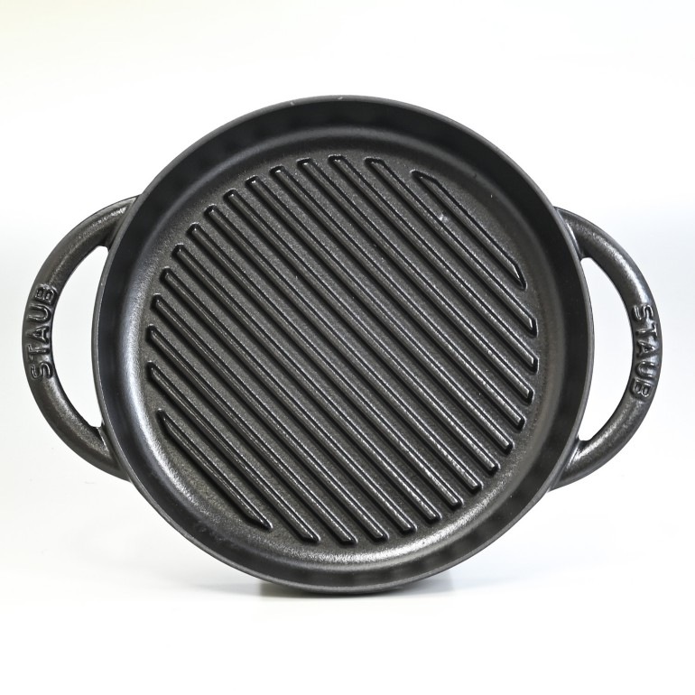 ストウブ staub グリルパン 22cm ピュアグリル Round Grill Handles マットブラック 鋳物 ホーロー 12012223 (40511-520-0) 洋食器