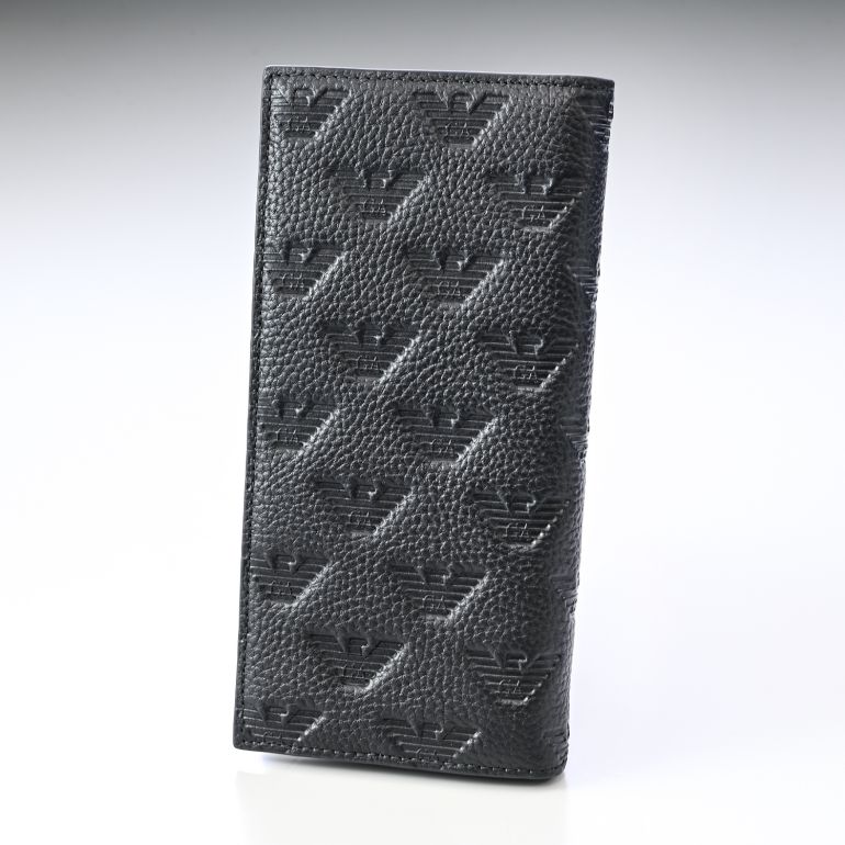 エンポリオ アルマーニ EMPORIO ARMANI 長財布 メンズ バーティカルウォレット オールオーバーエンボスイーグル ブラック YEM474 Y142V 81072 名入れ可有料 【スペシャルラッピング660円(別売り)】