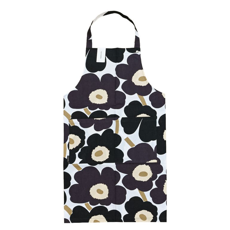マリメッコ marimekko エプロン ピエ二 ウニッコ ホワイト ダークグレー 75550 075550 819 北欧雑貨 北欧デザイン ネコポス限定 送料無料<br>【スペシャルラッピング660円(別売り)】
