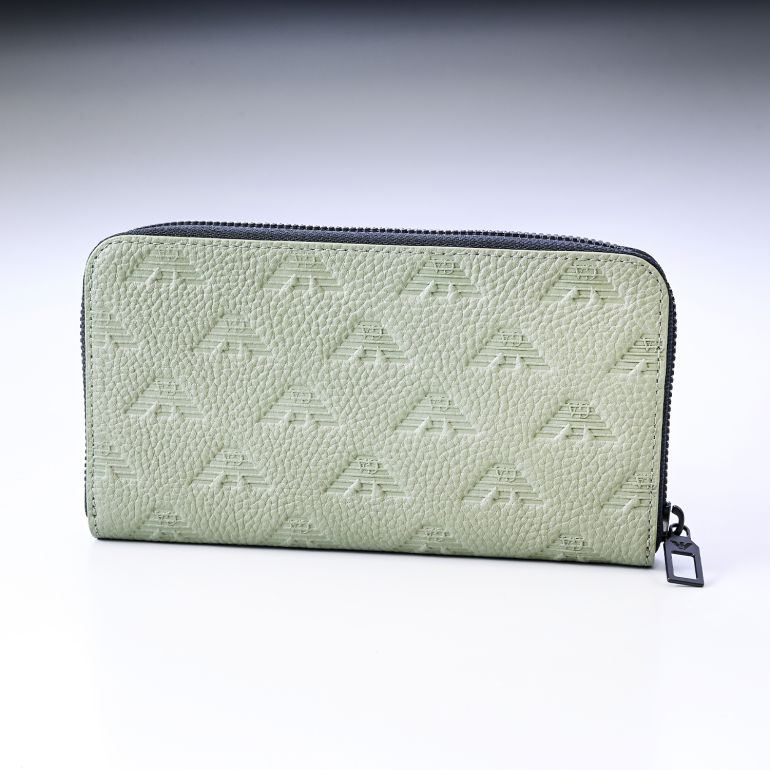 エンポリオ アルマーニ EMPORIO ARMANI 長財布 ラウンドファスナー メンズ オールオーバーエンボスイーグル サージグリーン YEME49 Y142V 81570 【スペシャルラッピング660円(別売り)】
