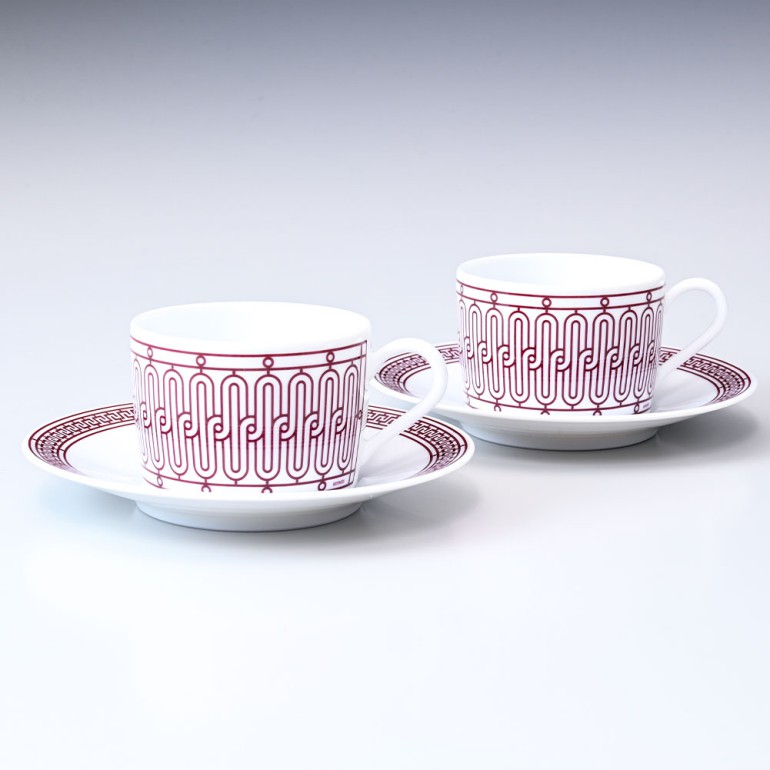 エルメス HERMES ティーカップ&ソーサー ペア Hデコ H DECO ROUGE H 