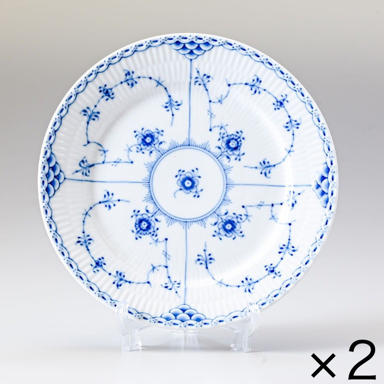 2個セット ロイヤルコペンハーゲン ブルーフルーテッド ハーフレース 19cm プレート エクストラ フラット 1102620 1017222 北欧食器 洋食器 ROYAL COPENHAGEN【スペシャルラッピング660円(別売り)】