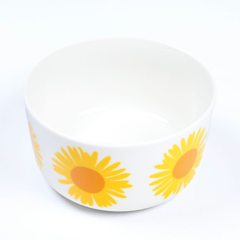 【名入れ可有料】マリメッコ marimekko ボウル 12.5cm 500ml 深鉢 Auringonkukka アウリンゴンクッカ ひまわり ホワイト×イエロー×オレンジ 072290 122 北欧食器 洋食器