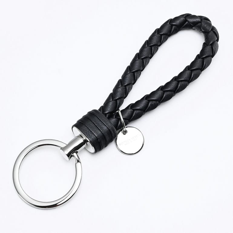 【名入れ可有料】 ボッテガヴェネタ BOTTEGA VENETA キーリング キーホルダー イントレチャート メンズ レディース ブラック 113539 V3UN1 1189 Made in ITALY レザー【スペシャルラッピング660円(別売り)】
