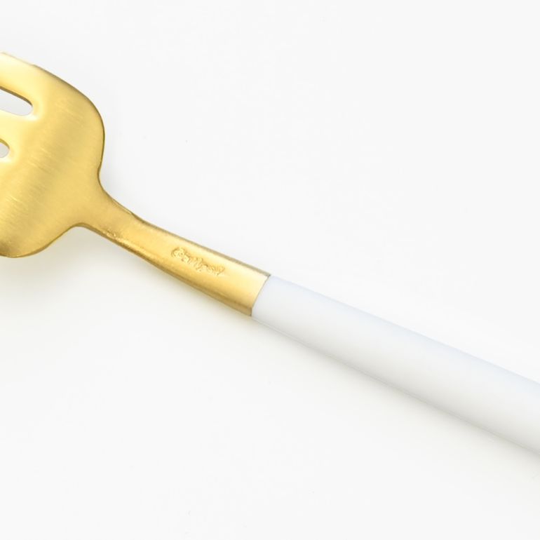 クチポール Cutipol GOA ゴア ホワイト×ゴールド デザートフォーク 18.5cm GO.07 W GB 名入れ可有料 洋食器