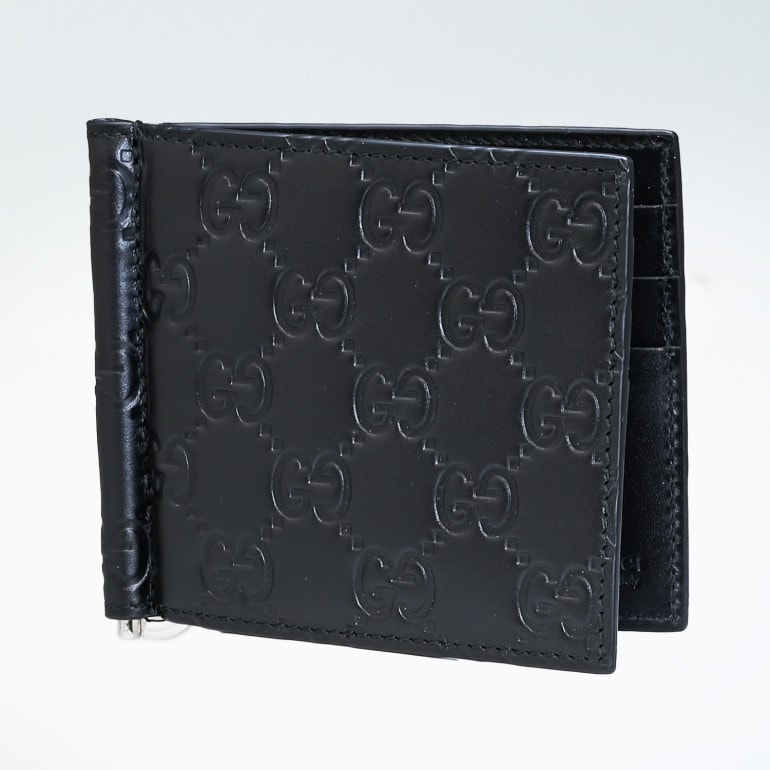 グッチ GUCCI 財布 マネークリップ 札ばさみ 二つ折り財布 メンズ グッチシマ シグネチャーレザー ブラック 170580 CWC1N 1000 名入れ可有料 【スペシャルラッピング660円(別売り)】