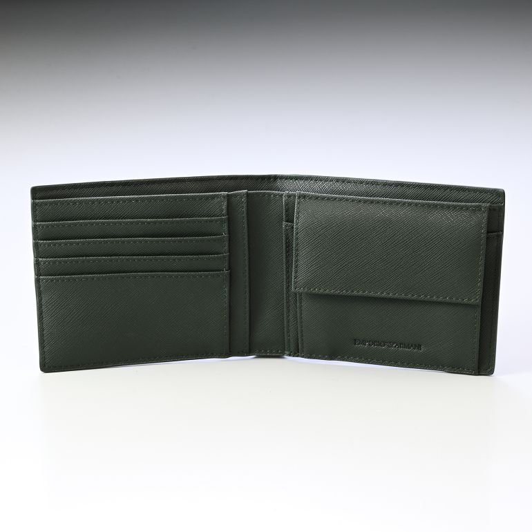 エンポリオ アルマーニ EMPORIO ARMANI 二つ折り財布 メンズ カーキ グリーン Y4R165 Y020V 81985 名入れ可有料 箔押し 【スペシャルラッピング660円(別売り)】