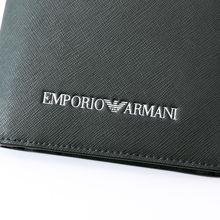 エンポリオ アルマーニ EMPORIO ARMANI 二つ折り財布 メンズ カーキ グリーン Y4R165 Y020V 81985 名入れ可有料 箔押し 【スペシャルラッピング660円(別売り)】