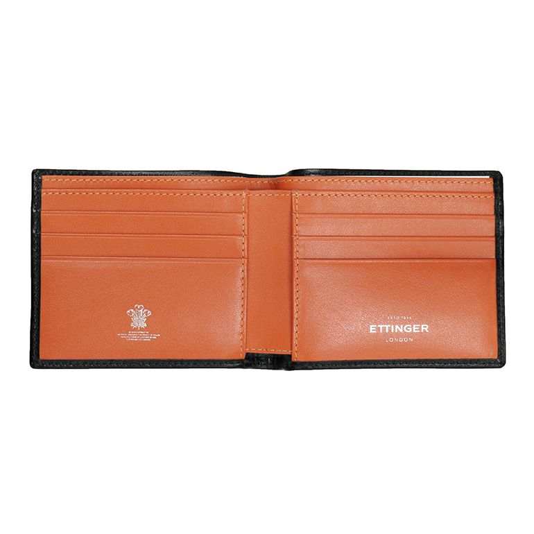 エッティンガー Ettinger 二つ折り財布 小銭入れなし メンズ ロイヤルコレクション バイカラー ブラック オレンジ St030cjr Orange 名入れ可有料 Ettinger 財布 折り財布 エイレベル公式通販 ブランド品をお求めやすく提供