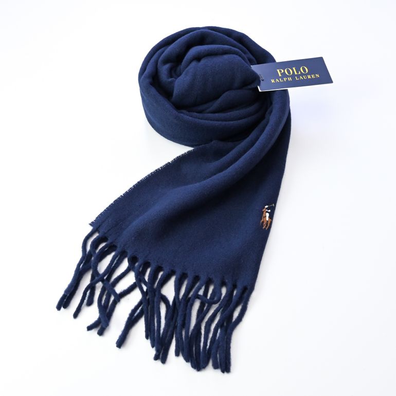 【新品】POLO RALPHLAURENポロラルフローレン マフラー ネイビー ポロ ラルフローレン POLO RALPH LAUREN マフラー 男女兼用