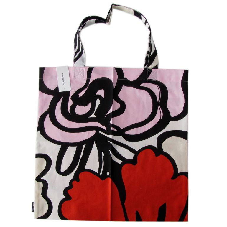 マリメッコ marimekko バッグ トートバッグ ファブリック Elakoon elama エラコーン・エラマ ライトグレー×ホワイト 069613 193 名入れ 刺しゅう可有料 北欧雑貨 北欧デザイン