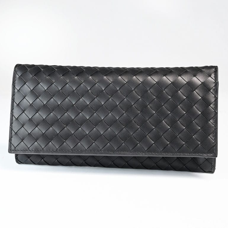 【名入れ可有料】ボッテガヴェネタ BOTTEGA VENETA 長財布 小銭入れ無し メンズ イントレチャート ブラック 120697 V47W1 1000 Made in ITALY 本革【スペシャルラッピング660円(別売り)】