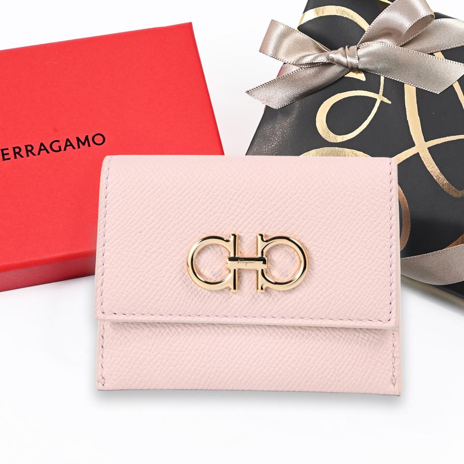 【名入れ可有料】【スペシャルラッピング付き】フェラガモ Salvatore Ferragamo サルヴァトーレフェラガモ カードケース 名刺入れ ダブル・ガンチーニ レディース ピンク 220861 785211