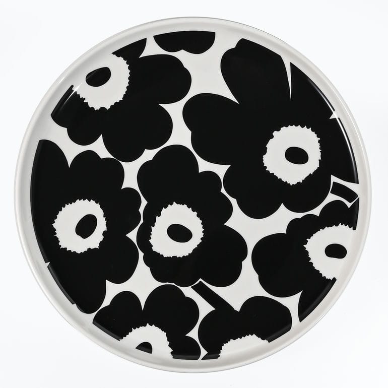 【名入れ可有料】マリメッコ marimekko プレート 25cm Unikko ウニッコ ブラック ホワイト 73642 073642 190 大皿 洋食器 テーブルウェア 北欧食器 北欧デザイン<br>【スペシャルラッピング660円(別売り)】
