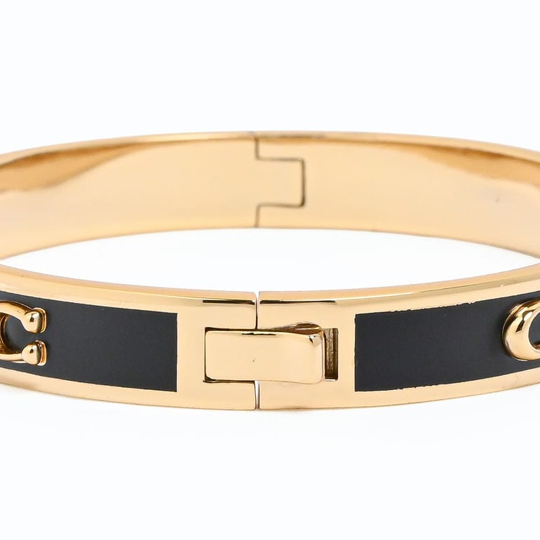 コーチ COACH バングル ブレスレット シグネチャー Cロゴ レディース ブラック ゴールド 422719GLD001 ジュエリー アクセサリー<br>【スペシャルラッピング660円(別売り)】