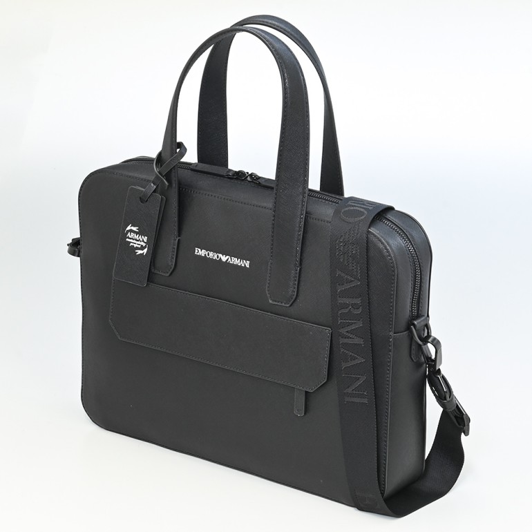 エンポリオ アルマーニ EMPORIO ARMANI バッグ ビジネスバッグ メンズ ブリーフケース ボンデッドレザー製 サフィアーノ柄 ブラック Y4P139 Y020V 81072