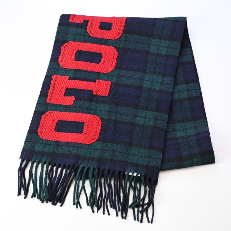 ポロ ラルフローレン POLO RALPH LAUREN マフラー チェック柄 男女兼用 PC0948-356 ブラックウォッチ 刺繍名入れ可有料