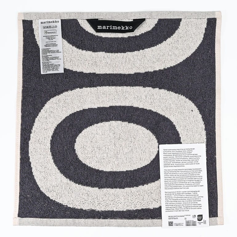 【刺しゅう名入れ可有料】マリメッコ marimekko ハンドタオル 30cm ミニタオル ハンカチ MELOONI メロー二 チャコール オフホワイト 72879 072879 910 北欧雑貨 北欧デザイン<br>【スペシャルラッピング660円(別売り)】