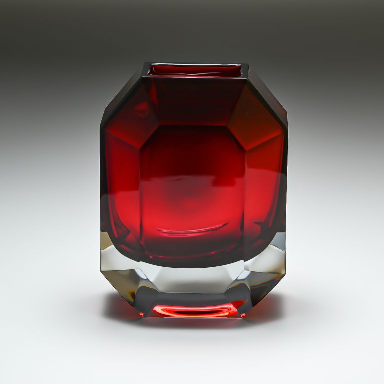 バカラ 名入れ対応 Baccarat ベース 花瓶 オクトゴン レッド 25cm